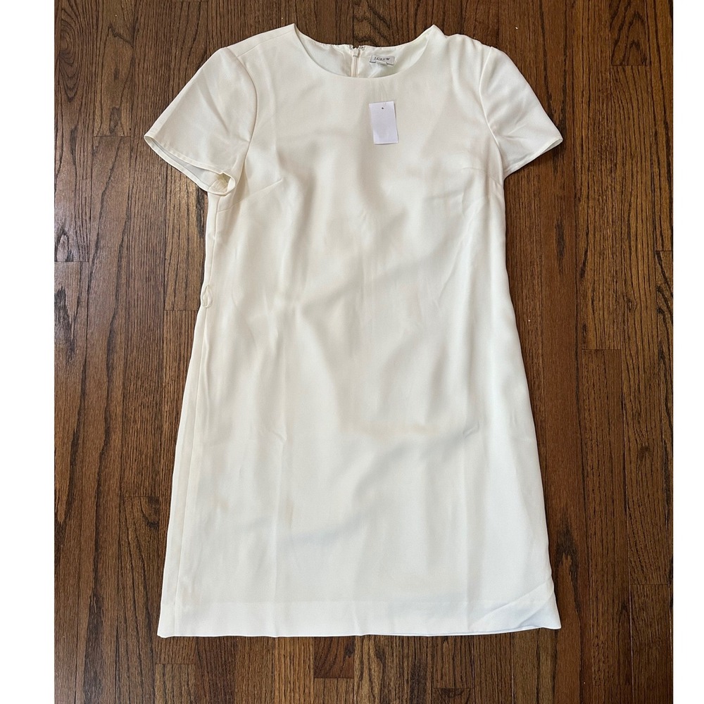 J. Crew Women's Ivory Lined Belted A-Line/Shift Suiting Dress Size 10 NWT